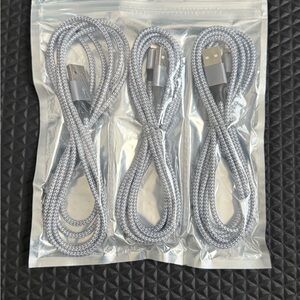 Braided Strong Lightning USB Charging Cable - 3 Pack